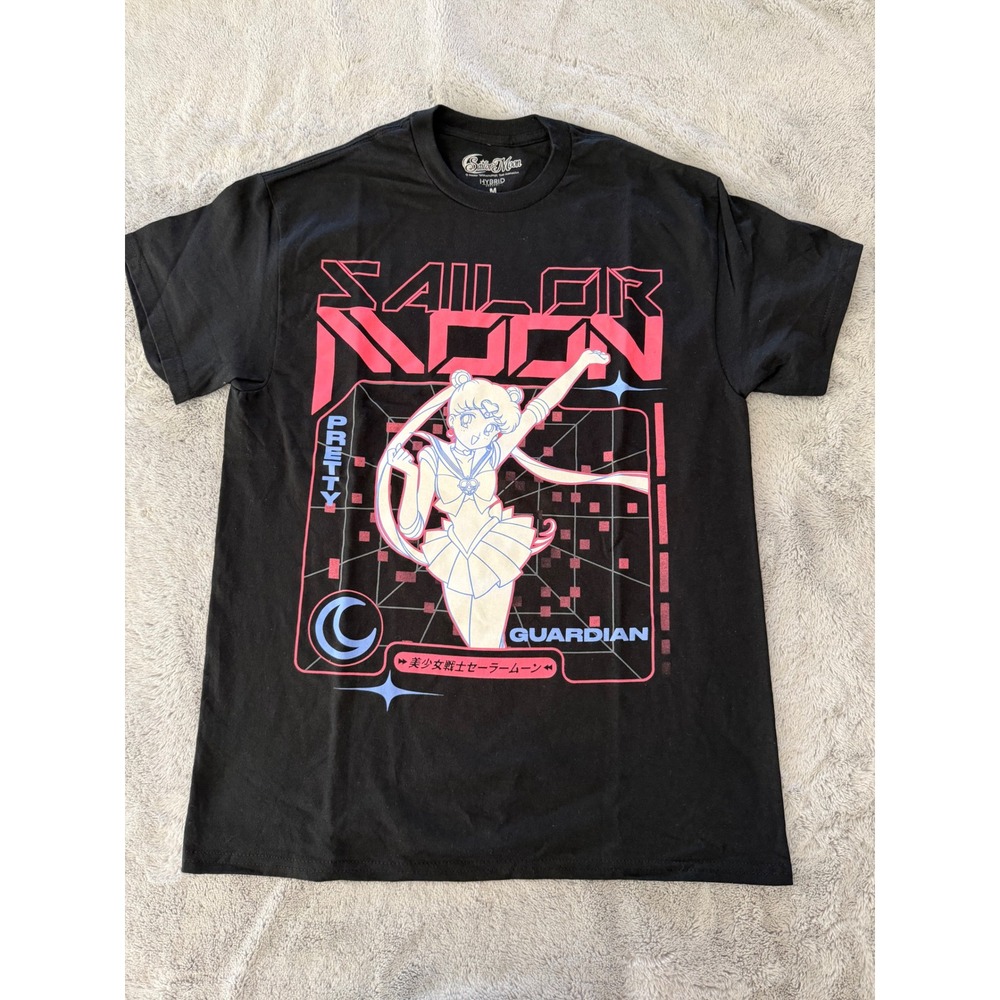 NWOT Sailor Moon Pretty Guardian Graphic Tee Black Pink Hybrid Anime Women Med